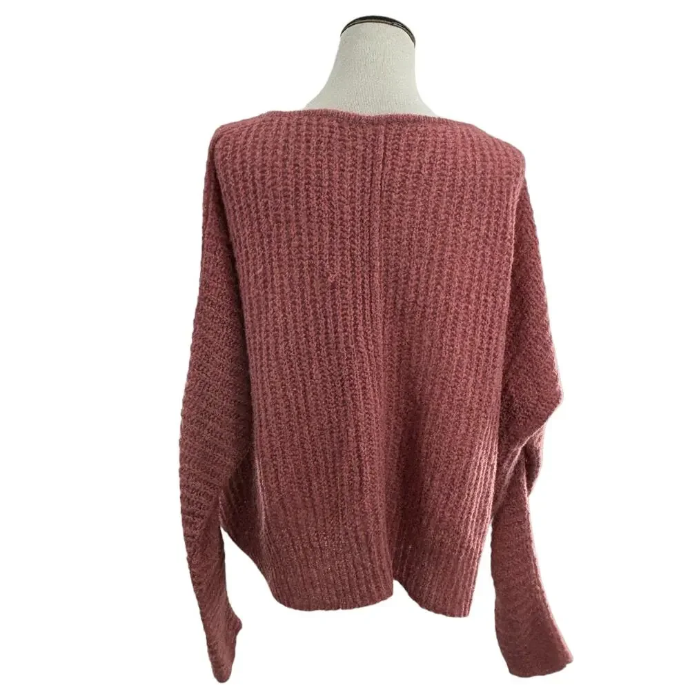 Free People Pink Rose Moonbeam V Neck Sweater